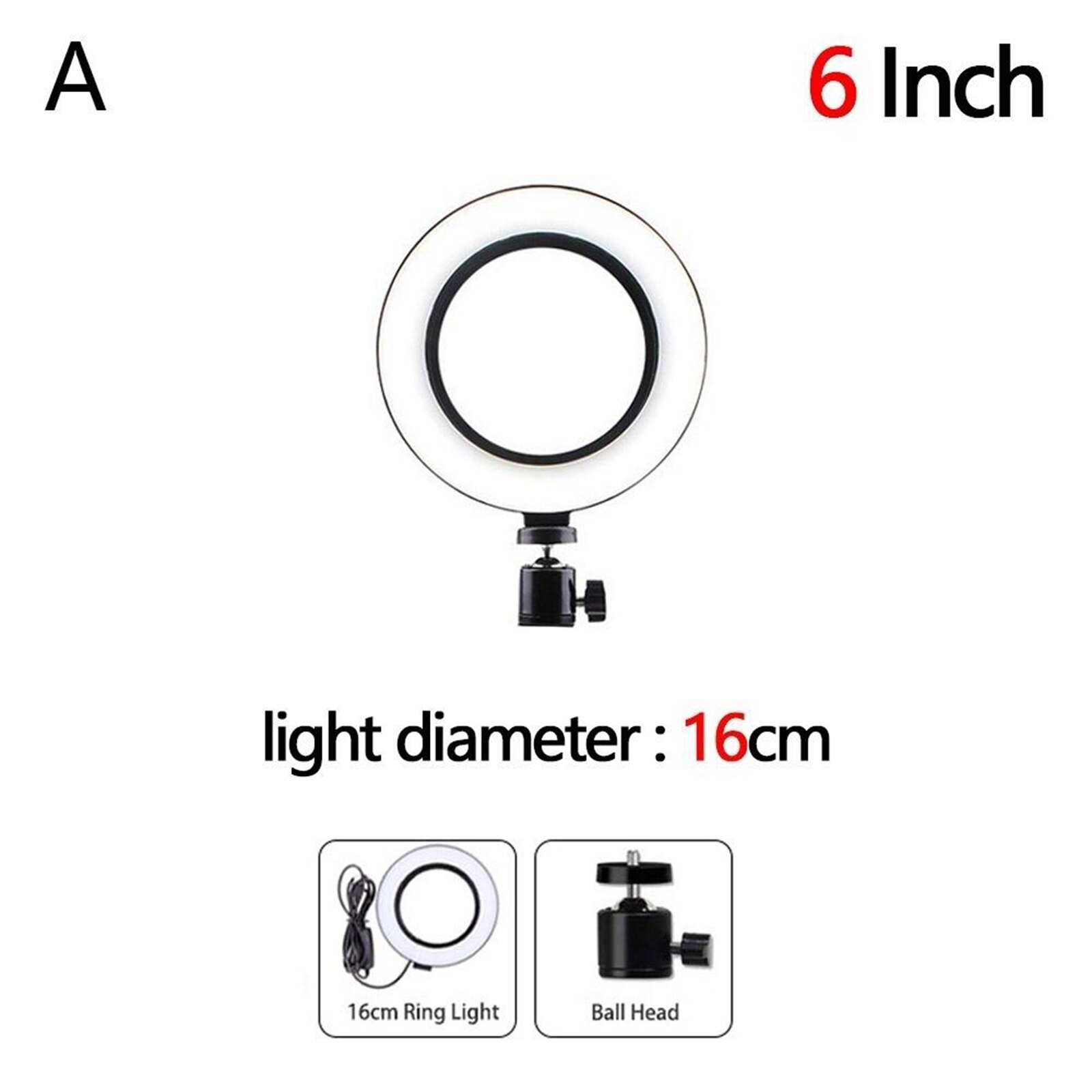 Ring Light Selfie Stand Beauty Blogging Makeup Tools USB Powered 12"/10"/6" Adjustable LED 3-Gears Bright Ring Light Lamp: Set A