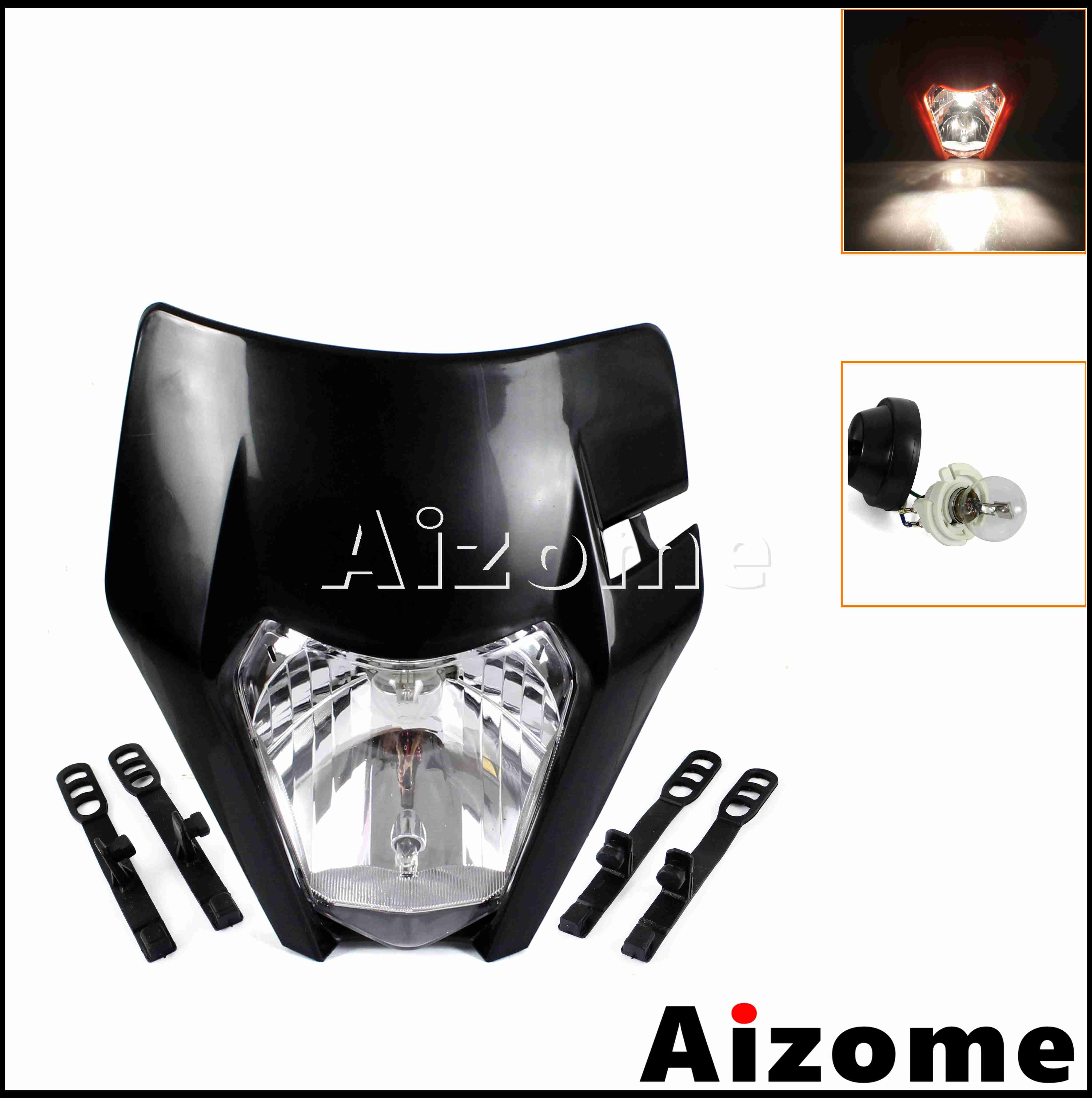 Feu avant Orange à LED E8, éclairage d'endurance pour Honda, Suzuki, Yamaha EXC, SX, XCW, CRF, XR, WR, Six jours: black 036  bulb
