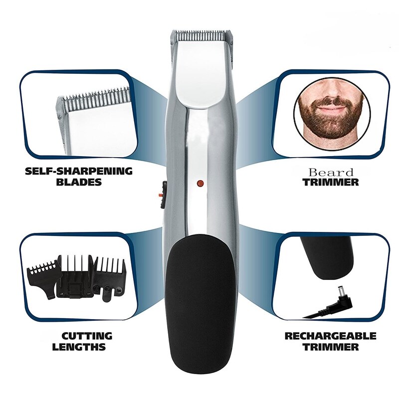 Cortadora eléctrica recargable para barba y bigote, cortador de pelo para Estilismo de salón, herramientas, enchufe europeo