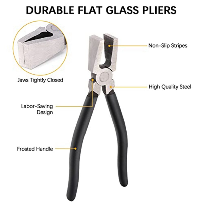 Glass Cutter Kit With Booster Bar Assist, 2-6,6-12,12-20 Mm Glass Cutter Head With Flat Glass Pliers For Cutting Mirror