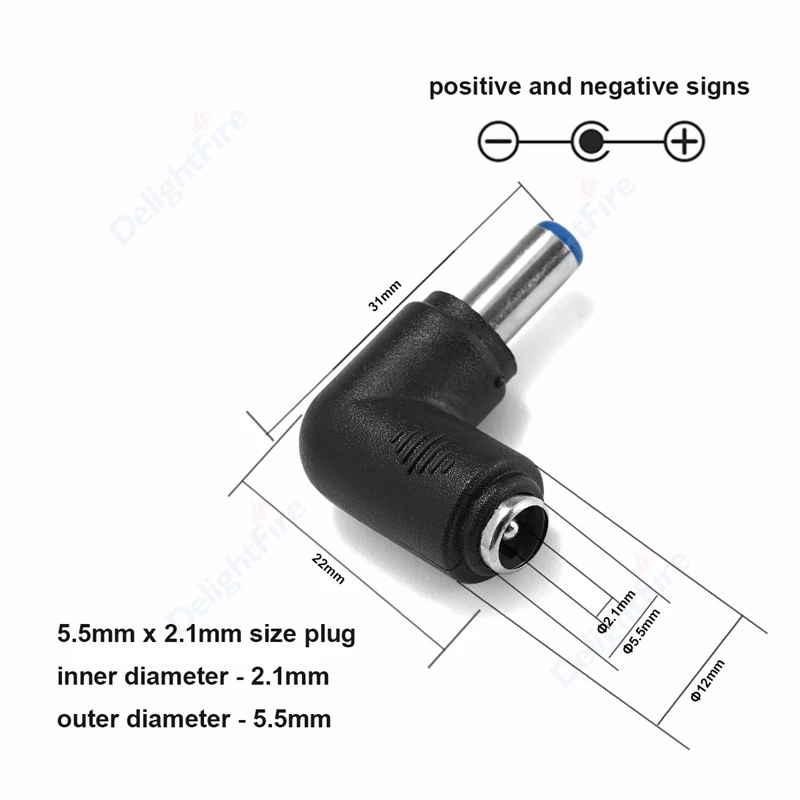 DC-Netzstecker-Stecker-Adapter, 5,5 x 2,1 mm Buchse auf 5,5 x 2,5 mm Stecker, Schalttafelmontage, Terminal-Konverter für Laptop: Silber / Unter 5 Stücke