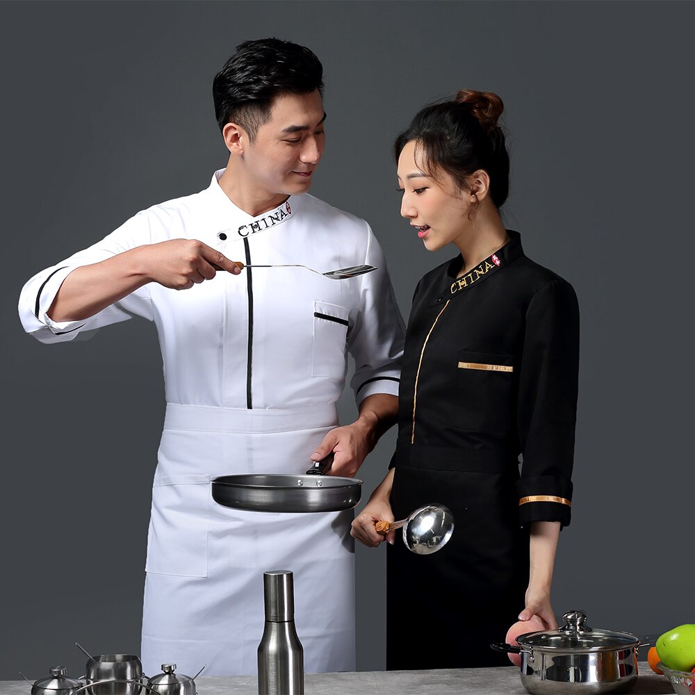 neue atmungsaktive lässig Koch jacke küche Gastronomie Restaurant Service Uniform bestickt backen Uniform