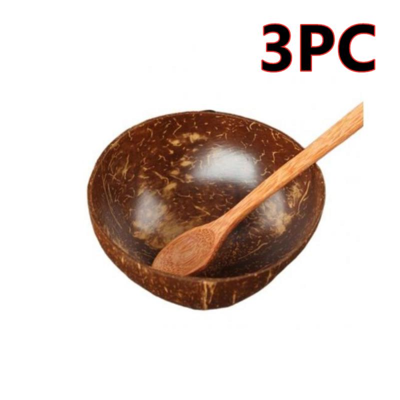 Hantverk dekor porslin kokosnöt skal trä skål godis rätter specialitet mellanmål fruktsallad mat tallrikar köksskål rätter: Skålsked 3pc