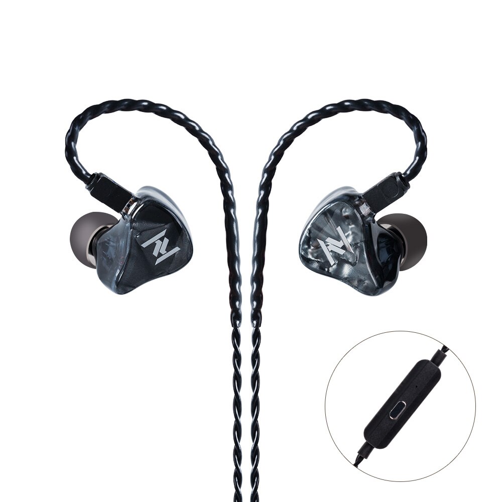 AK Yinyoo ASH 1DD+1BA Hybrid In Ear Earphone HIFI Bass Earphone Earbud Headplug DJ Headset Replaced Cable Yinyoo V2 D2B4 TOPAZ: Black with mic