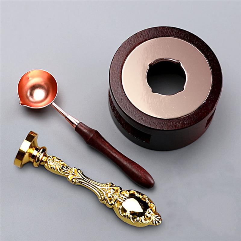 3PCS Sealing Wax Spoon Antique Metal Spoon Paint Spoon Stainless Steel and Wooden Handle Spoon for Seal