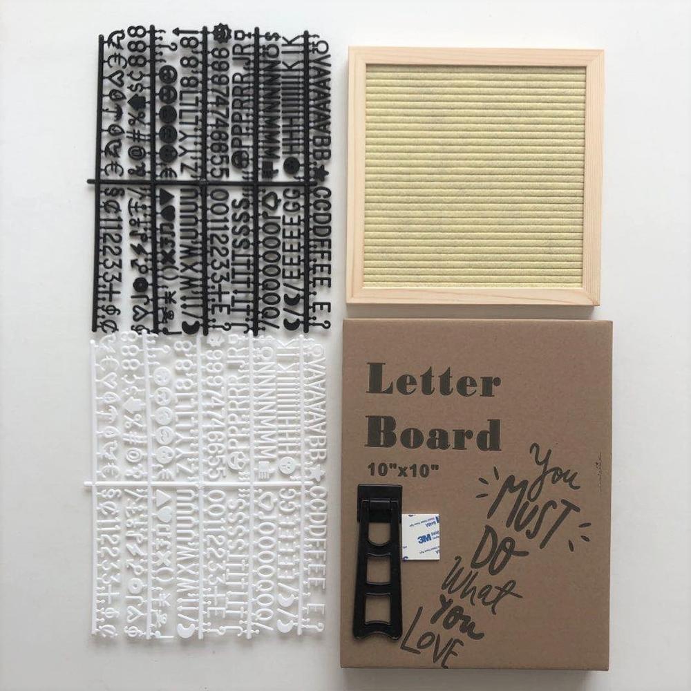 Felt Letter Board Wooden Frame Message Board Letter Changeable Symbol Bulletin Presentation Office Home Decorative Boards Crafts: yellow