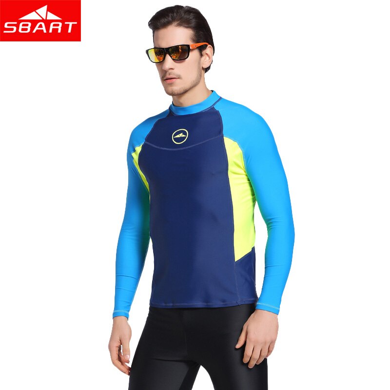 SBART Long Sleeve Men Wetsuit Swimwear Srufing Shirt Lycra Sun Protective Wetsuit Tops Diving Snorkle Swimming Surfing Rashguard