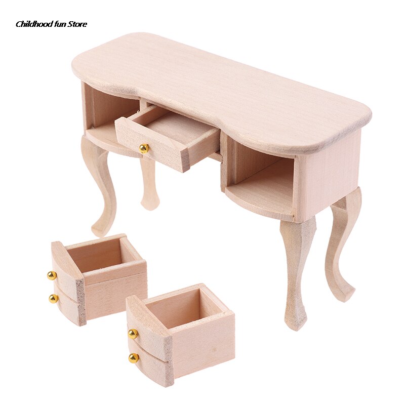 1:12 Dollhouse Miniatuur Houten Ongeverfd Bureau Tafel Model Meubels Accessoires Kerstcadeau Poppenhuis