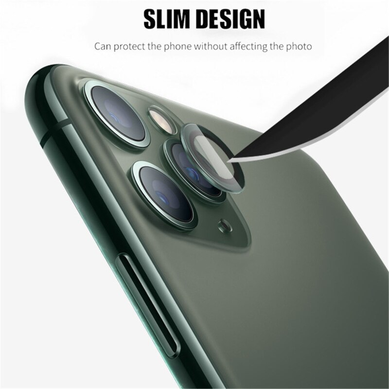 Câmera traseira protetor de tela de vidro + anel de lente de metal para-iphone 12/11 pro max câmera tela protctor para-iphone 12/11 caso