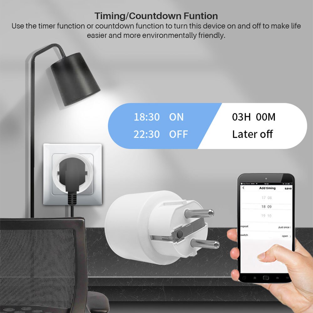 Tuya Wifi Smart Plug 20A Met Power Monitor Smart Leven App Afstandsbediening Intelligente Socket Compatibel Met Alexa Google Thuis