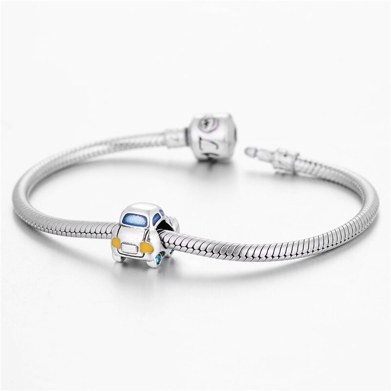 Abalorios de coche de escarabajo de plata 925, compatibles con la europea, dijes, Pulsera Original, joyería clásica