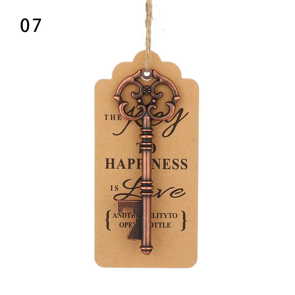 1PC Retro Key Shaped Bottle Opener Wine Keychain Souvenir Card Label Pendant Beer Opener Wedding Party Kitchen Accessories: type1-7