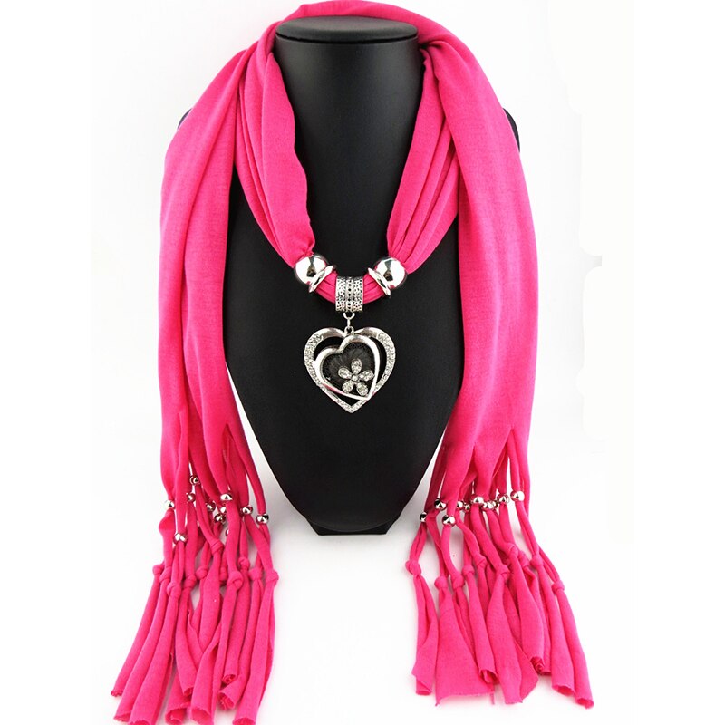 Kvinnor halsdukar halsband smycken hjärta ädelsten halsband hänge halsduk dam tofs halsdukar kvinnliga sjalar foulard femme