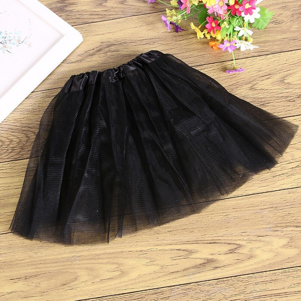 Tres capa Fluffy falda de traje corto para baile de medio-longitud de falda tutú de red de los niños etapa fábrica Tutu al por mayor: Negro