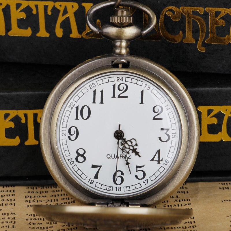 Exquisite India Taj Mahal Display Bronze Pocket Watch Quartz Necklace Pendant Clock Full Hunter with Fob Chain Souvenir