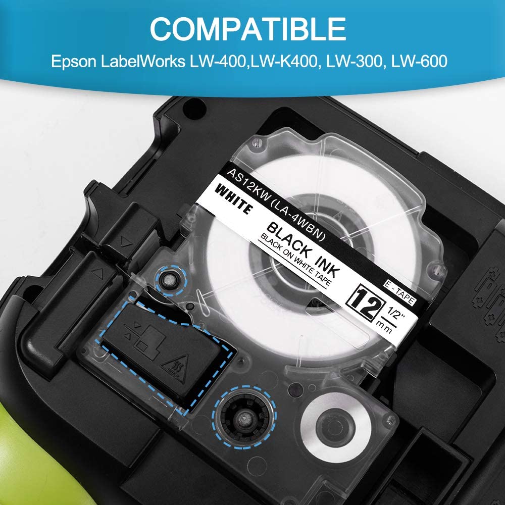 Labelife ST9K Black on Clear Compatible EPSON Label Printer Ribbon Tape Also For King Jim TEPRA Tape Printers 9mm*8m