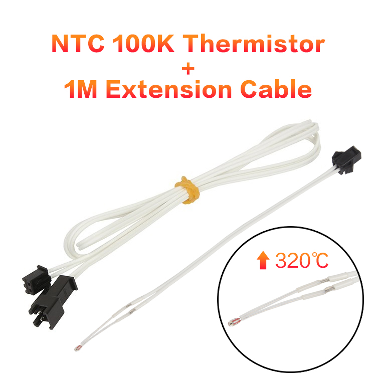 3DSWAY 3D Printer Parts HT-NTC 100K ohm B3950 Thermistor Cartridge Sensor with SM Plug High Temperature for E3D V6 PT100 Hotend: Gold