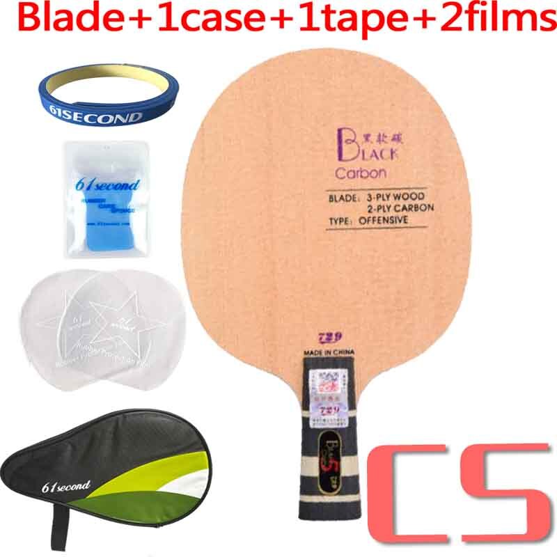 Friendship 729 Black Blue Yellow ALC Carbon Table Tennis Blade Offensive Ping Pong Racket Bat: Black CS HM case