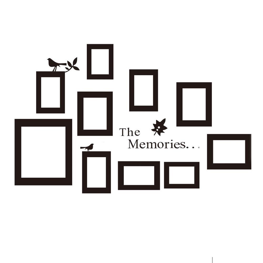 Wall-Mounted Photo Frame Photo Frame Mural Wall Stickers DIY Picture Home 10x Decor 10x Decor Photo Frame Black Photos Living