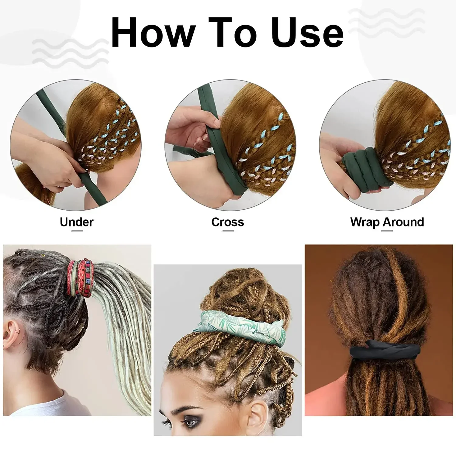 Bandas para el cabello flexibles coloridas, cuerdas para el cabello de estilo étnico, lazos, diadema de cola de caballo, rastas, horquilla larga para cola de caballo, accesorios para el cabello