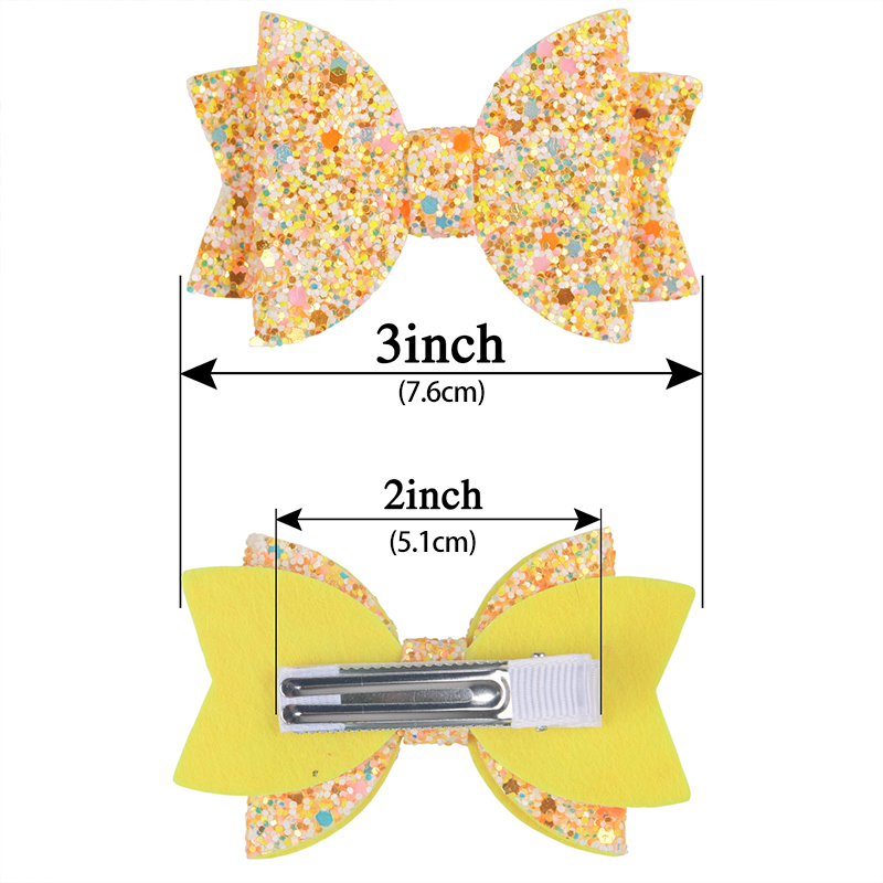 Lazos para el pelo de 5 piezas para niña, pinzas brillantes de 3 pulgadas, conjunto de accesorios para el cabello multicolor