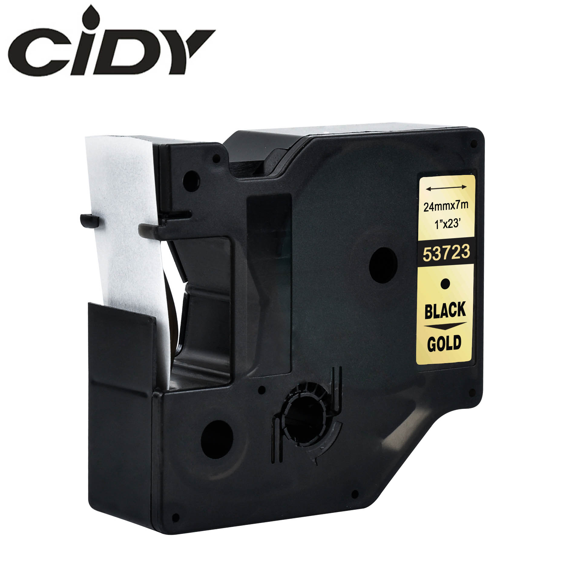 CIDY 1pcs 53713 53718 53710 Compatible 24MM black on white Dymo D1 Label Ribbons for Dymo Label Manager LM160 LM280 210 Dymo PNP: black on gold
