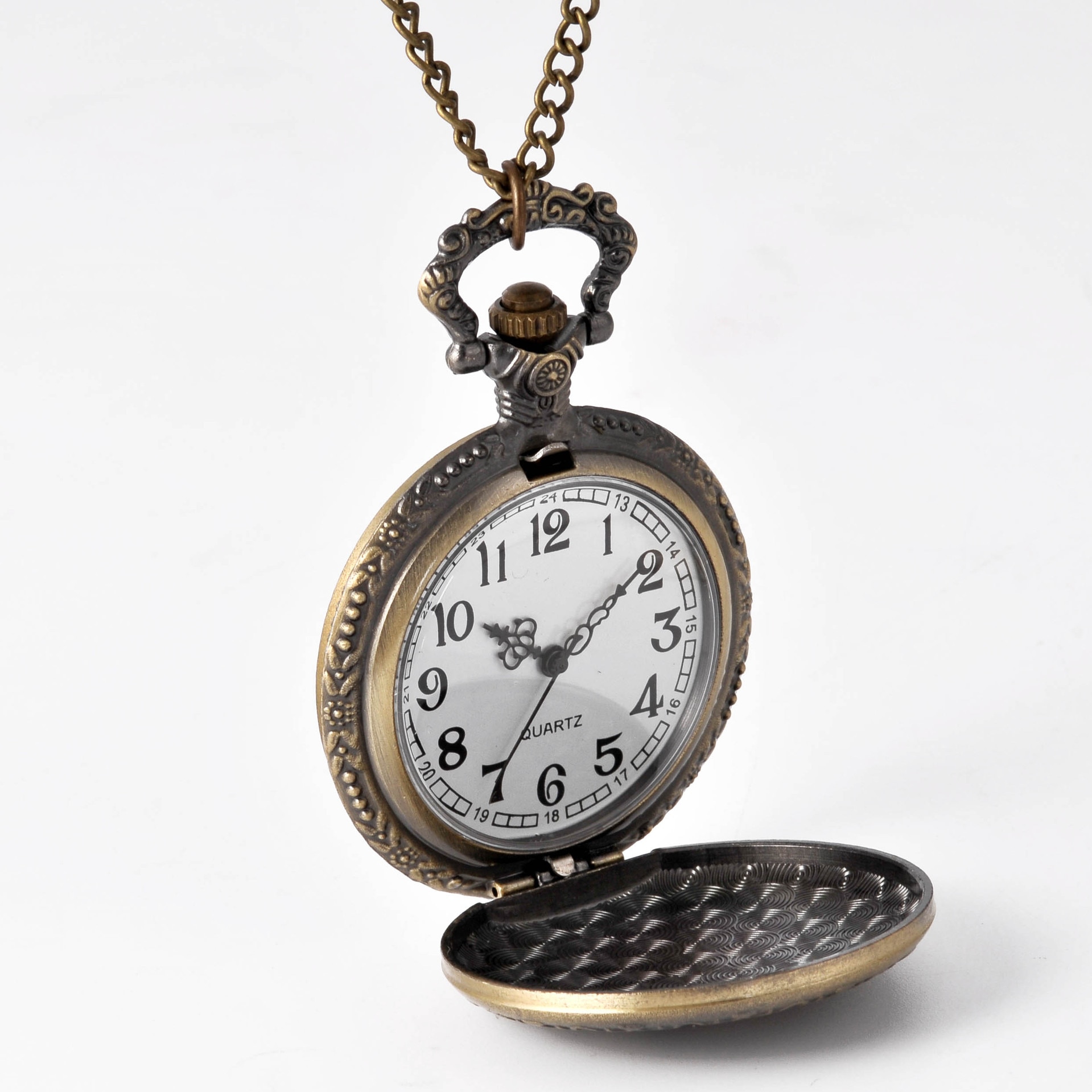 Vintage bronze lommeur quartz retro vedhæng ur med fob ure halskæde kæde bedst til mænd kvinder reloj 02 relogio