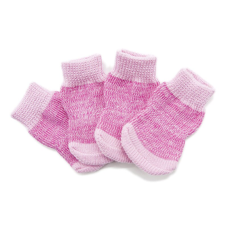 4 stuks/set antislip hondensokken voor hardhouten vloeren, bescherming voor de poten van huisdieren bij verwondingen, voor gebruik binnenshuis: Roze / L (3.5 x 9cm)