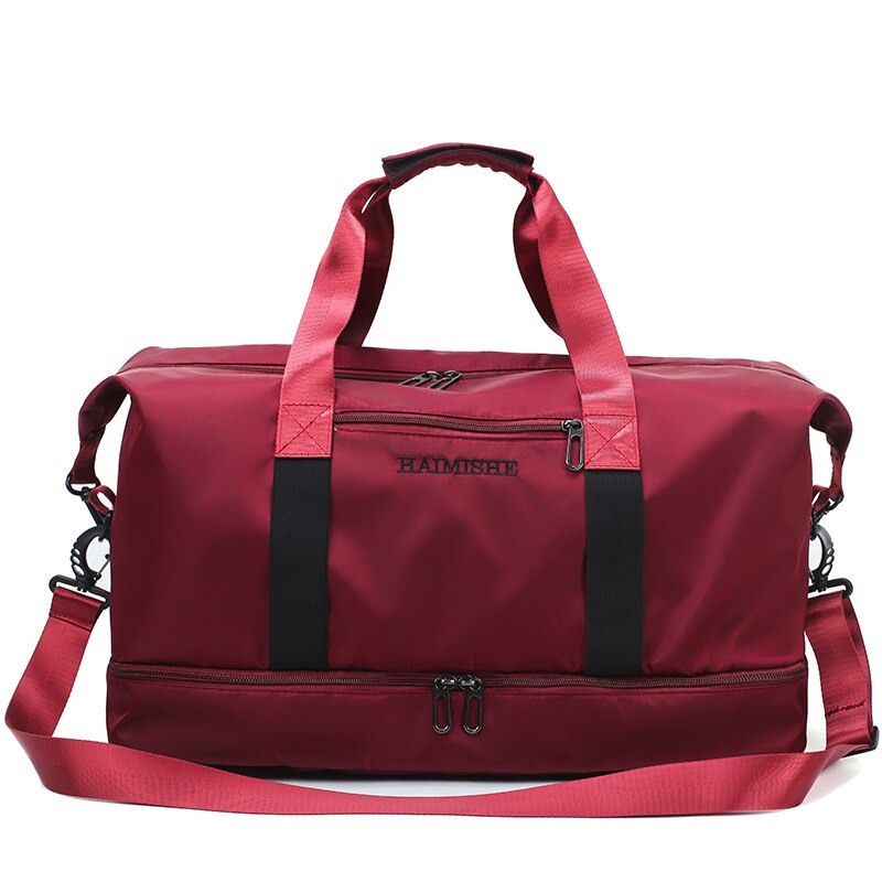 Grote Reistas Vrouwen Hand Bagage Reizen Duffle Weekend Sporttas Fitness Multifunctionele Droge En Natte Scheiding Handtas Mannen: red travel bag