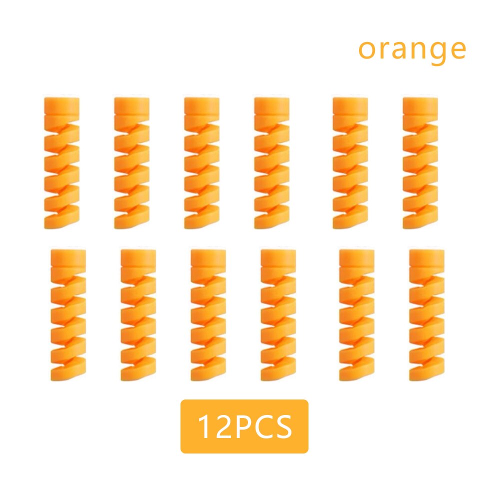 12PCS/Set Cable Protector For iPhone Desk Set Earphone Cable Organizer Wire Data Line Holder Winder Wrap Cord Desk Accessories: 12PCS Orange