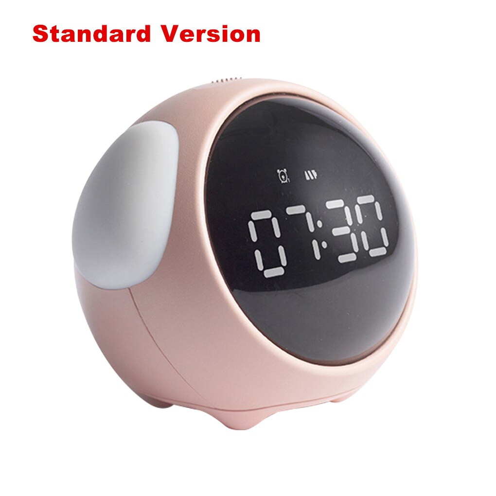 Cute Expression LED Alarm Clock Child Voice Control Bedside Voice Control Night Light Snooze Chargeable Child Alarm Clock