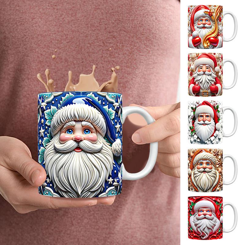 Christmas Santa Claus Ceramic Mug,3D Coffee Mugs, Vintage Water Cups, Tea Milk Mug, Christmas for Kids a