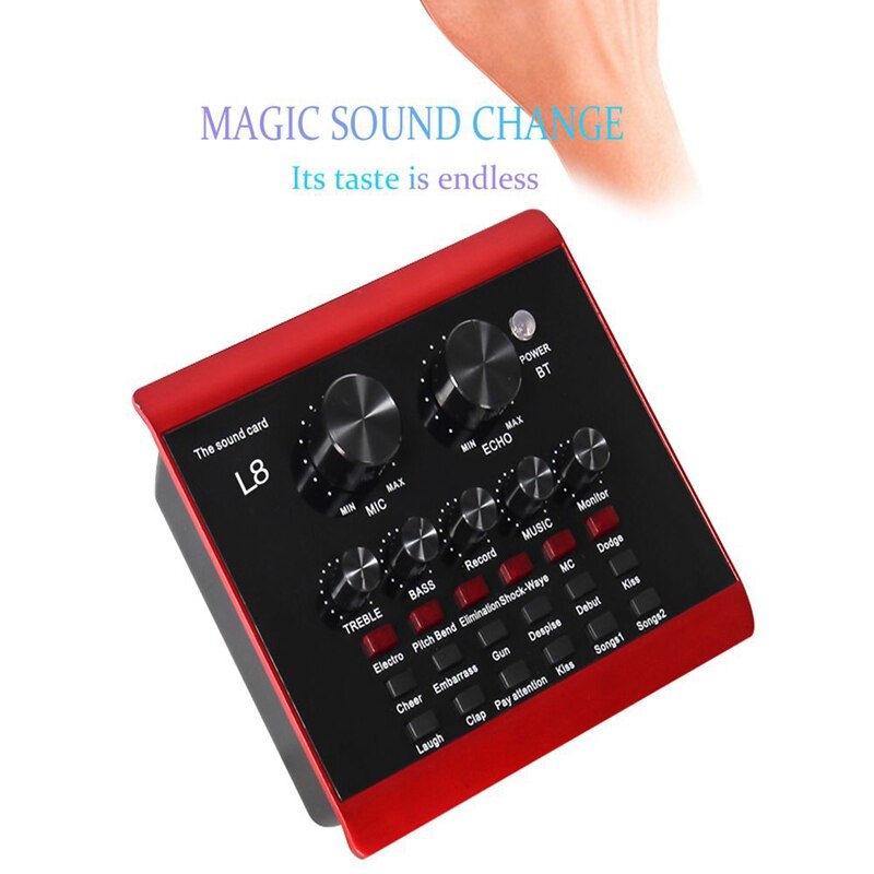 Live Sound Card, Karaoke Mixer, Recording, ligent Volume Adjustable o Mixer, Sound Card, Multiple Sound Effects