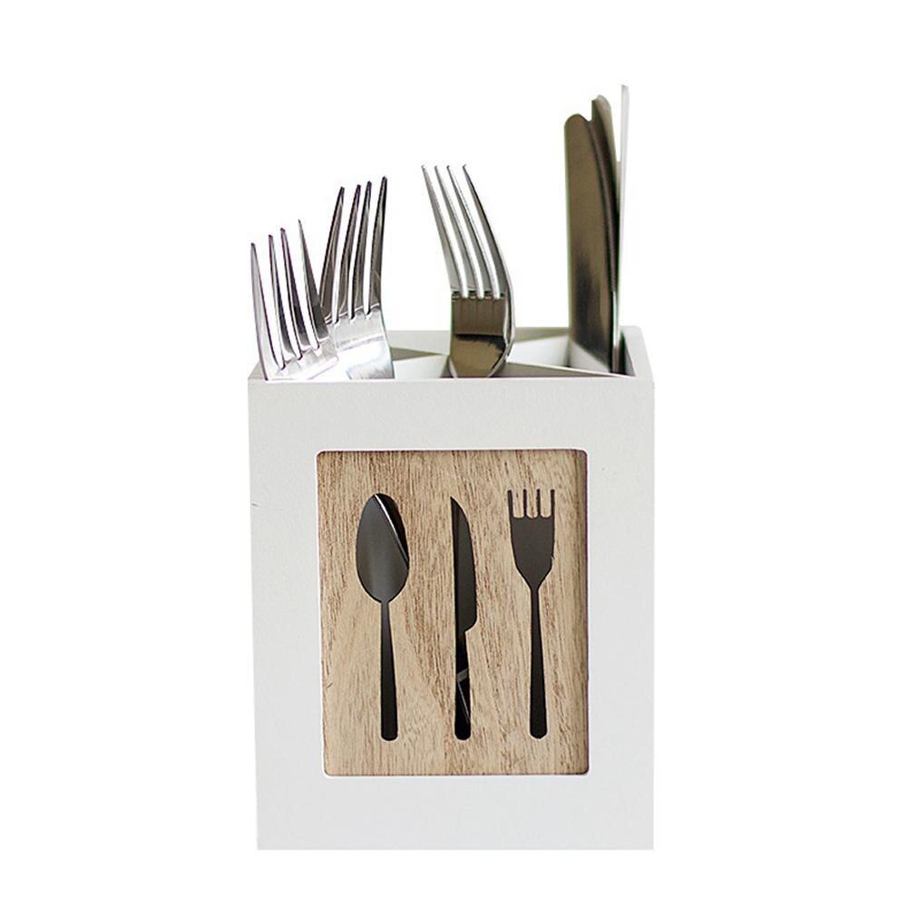 Multifunktionel træ opbevaringsboks bordservice opbevaringskurv køkken bestik arrangør holder til gaffel spisepinde rack