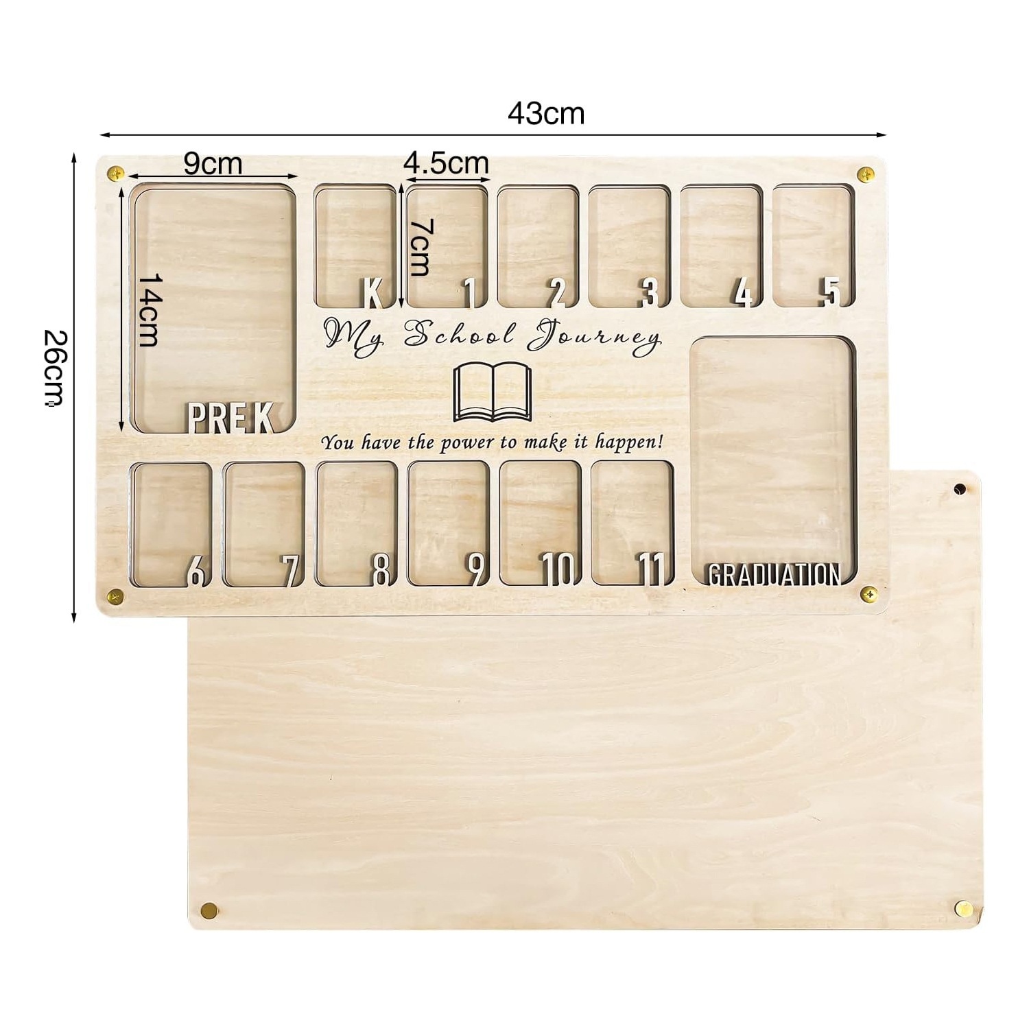 Fotolijst voor schooljaar, afstudeerfotodisplay voor kinderen, houten decoratieve fotolijst, voorschoolse afstuderen DIY