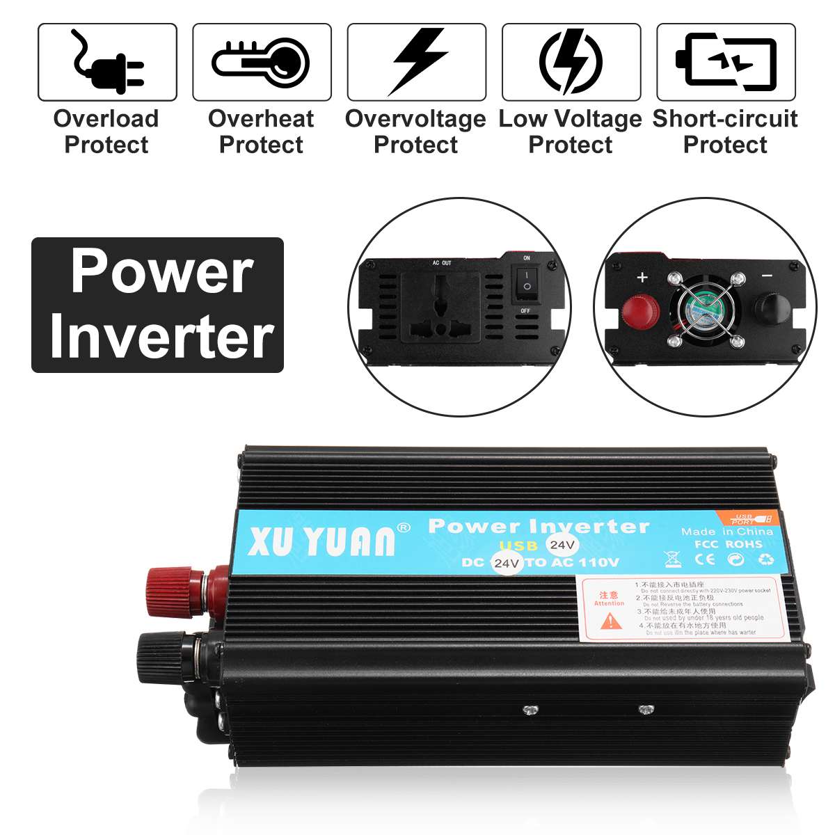 Solar inverter 12/24v 110/220v 4000w p eak spænding transformer converter  dc 12v til  ac 220v bil inverter egnet til bilbatteri
