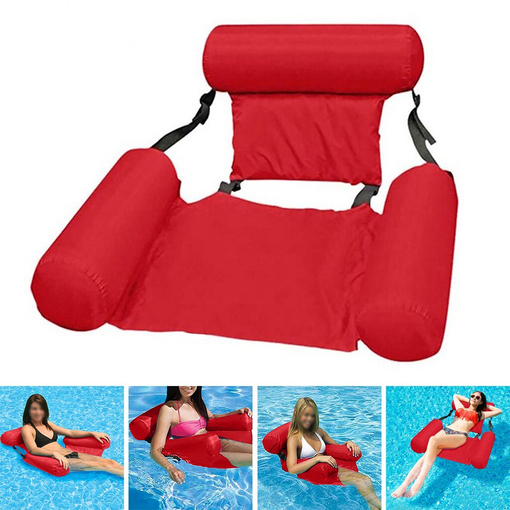 Colchón inflable plegable de PVC para piscina, hamaca de agua, colchón de aire, cama para deportes acuáticos de playa, tumbona, silla: Red