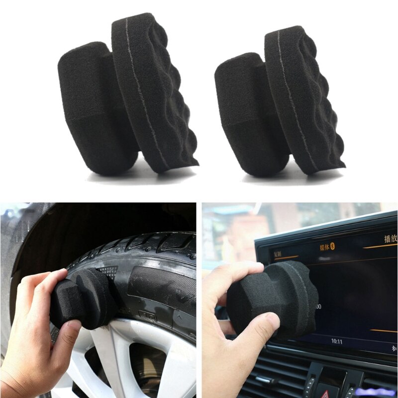 Car Wax Polishing Sponge Hexagonal Grip Applicator Hand Tire Wax Sponge High Density Sponge Car Cleaning Car Wash Tire Cleaner