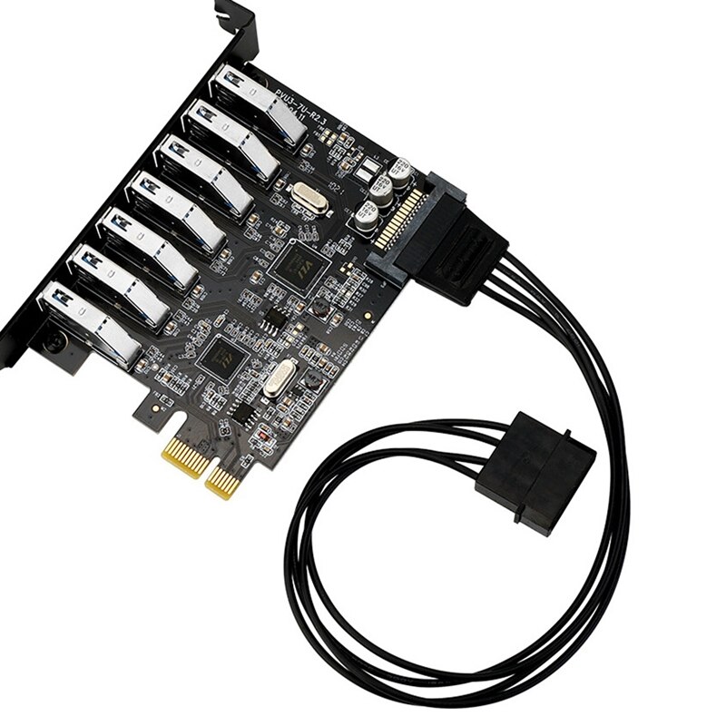 7 Port USB Expansion Card 7 Port USB3.0 Adapter Card Pcie USB 3.0 Expansion Card With 15 Pin Power Supply For Desktop