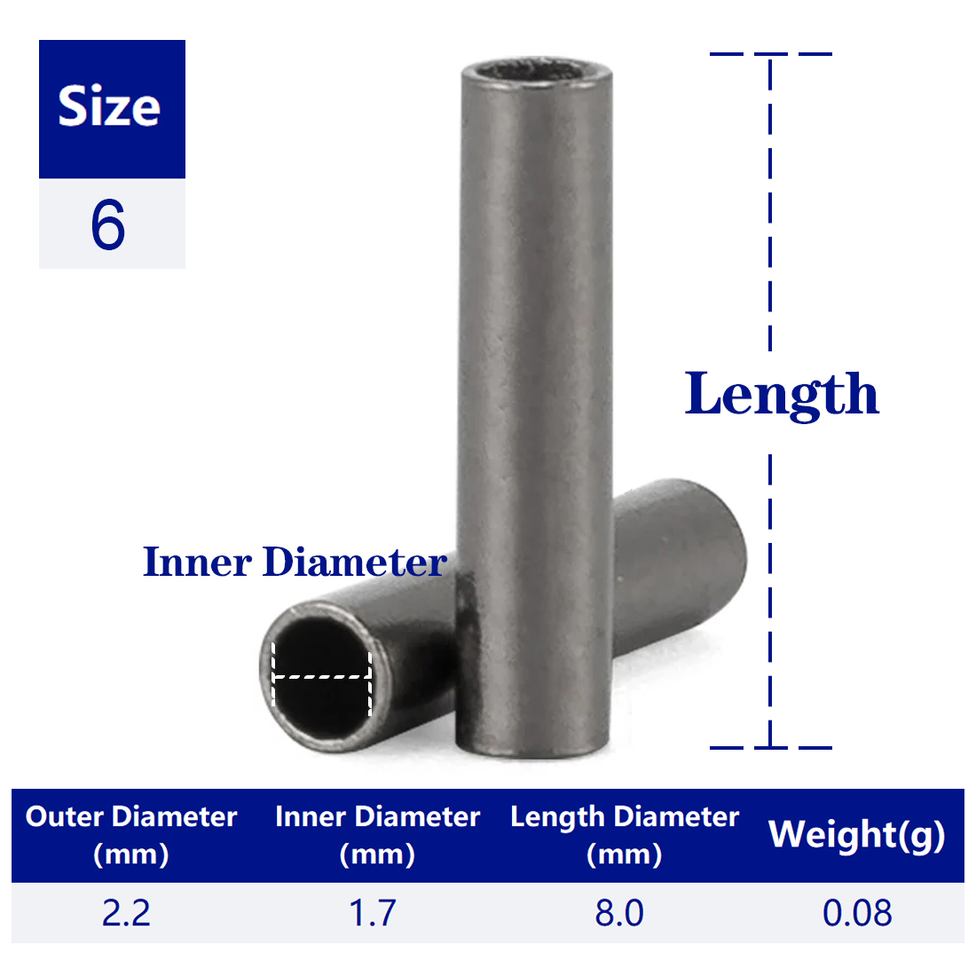 FishTrip Fishing Crimp Sleeves Brass Copper High Strength Corrosion Resistant Single Double Connector Terminal Tackle