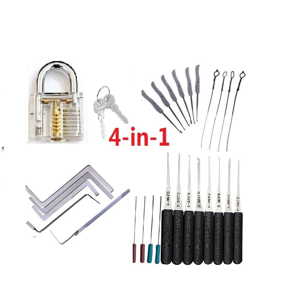 Locksmith Lock Pick Set Stainless Steel Double Row Tension Removal Hooks Lock Picks Tools Lockpick: army green