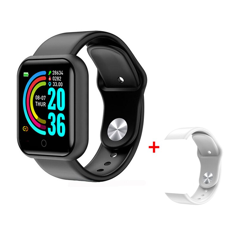 D20Profi Bluetooth Clever Uhr Y68 Fitness Tracker Armbinde Schrittzähler Wasserdicht Armbinde Herz Bewertung Blutdruck SmartBand: Schwarz Weiß