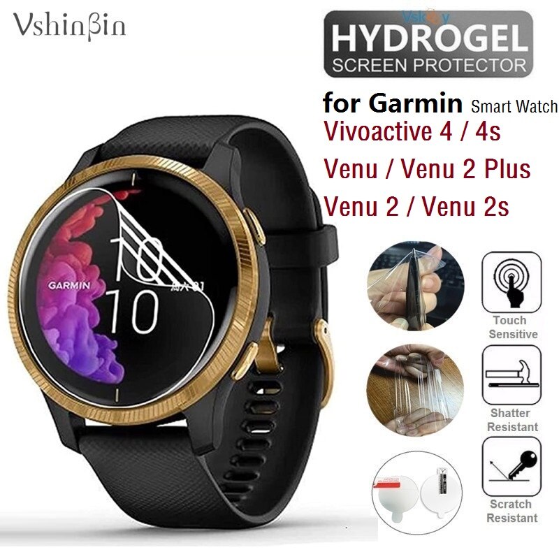 10 st tpu mjukt skärmskydd för garmin vivoactive 4s active s venu 2 fenix 5x smart watch skyddsfilm (inget härdat glas