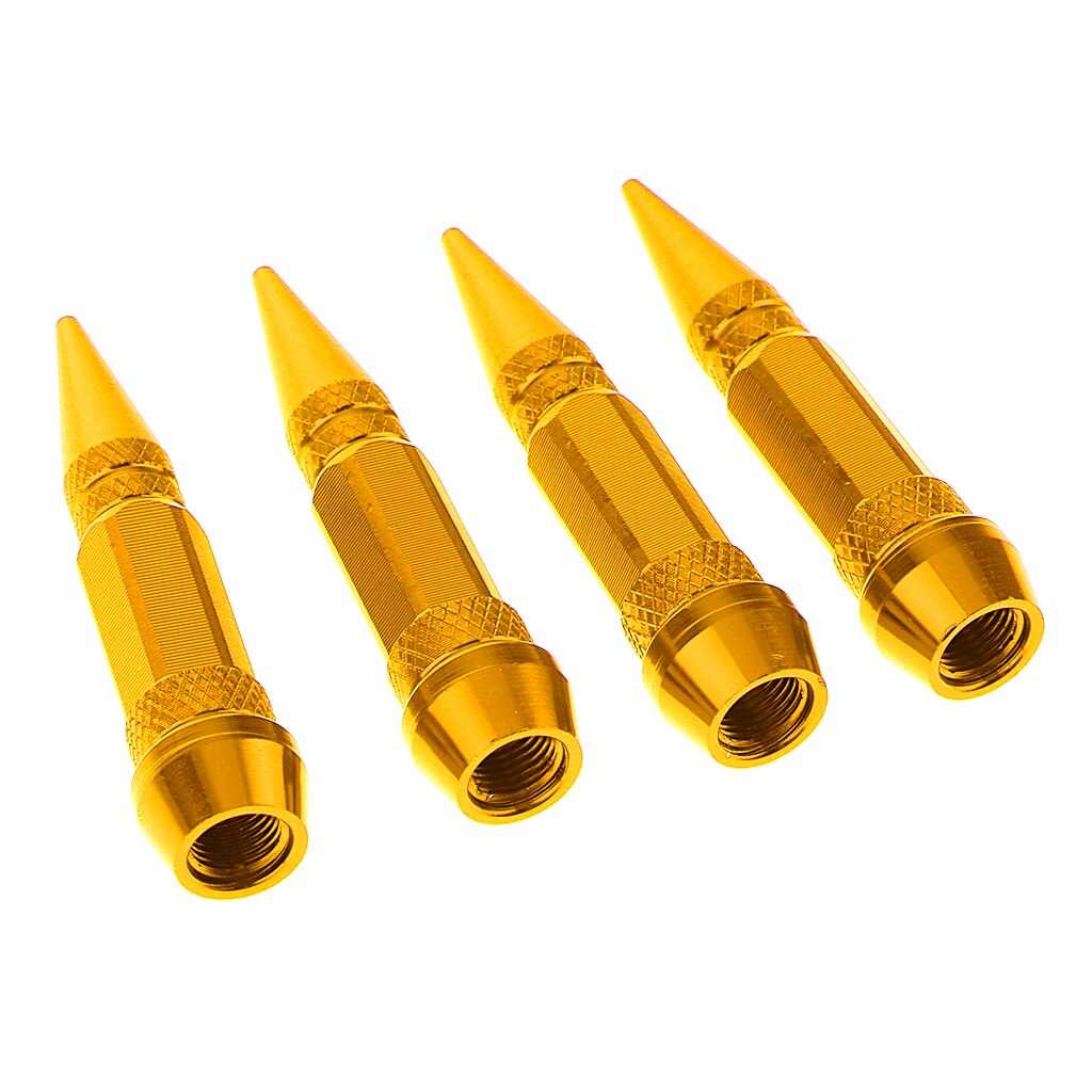 4 Pieces Stainless Steel Spike Wheel Tire Valve Stem Car Air Caps Covers: Golden