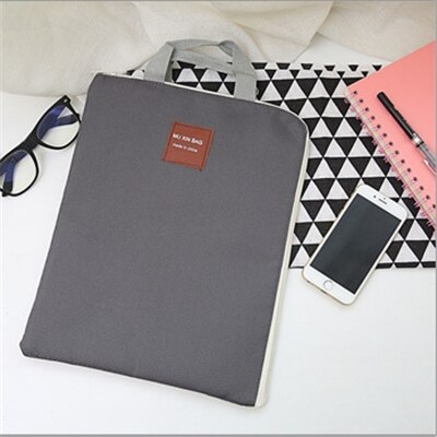 Canvas documententas aktetas laptoptas  a4 dossiertas draagbare ipad pakket rits multifunctionele tas: Donkergrijs