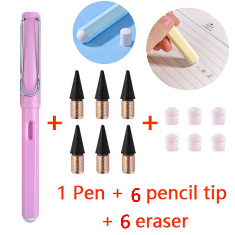 13 Stks/set Eeuwige Potlood Dubbele Gum Magic Potlood Art Schets Schilderen Tools Schoolbenodigdheden Student Briefpapier: Macaron purple-13PCS