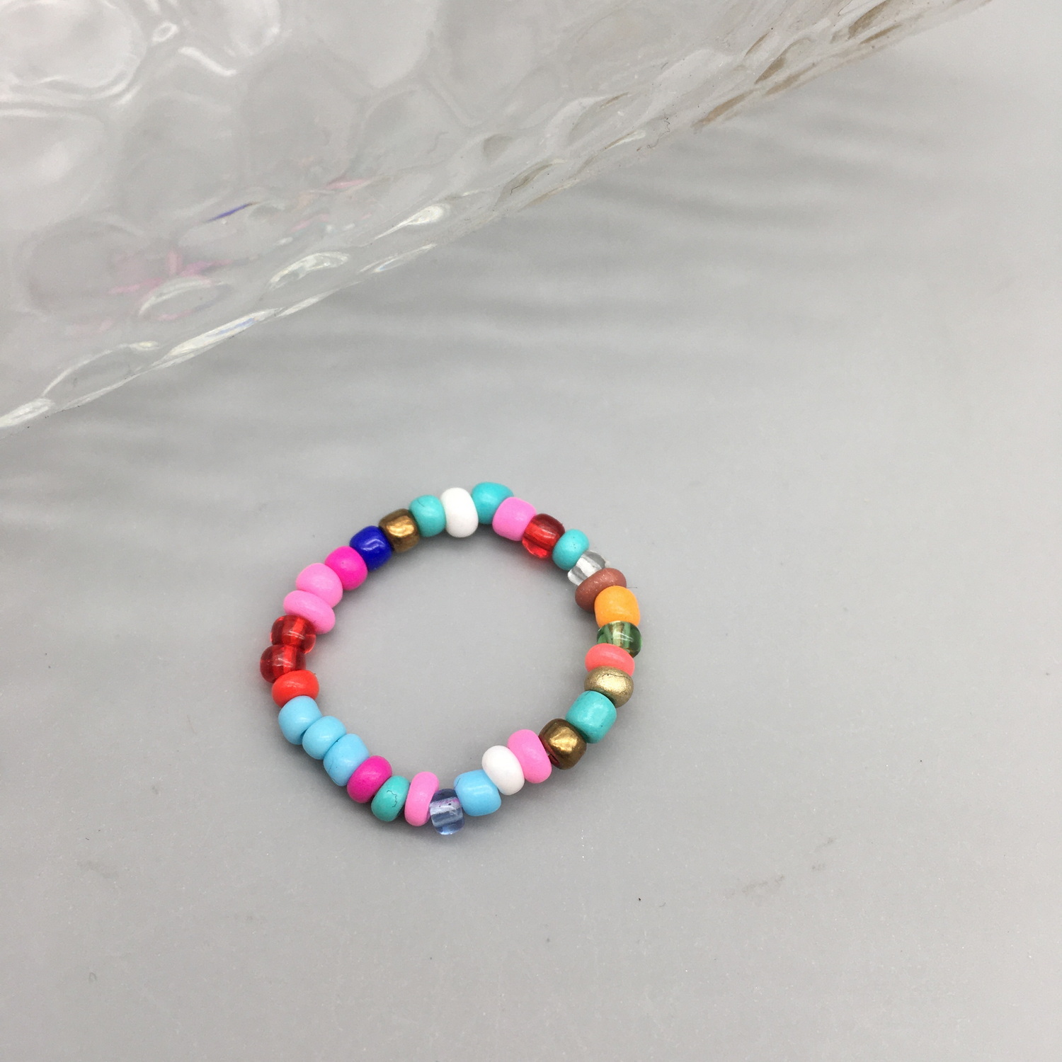 Anillos de cuentas de semillas simples para mujer, anillos con cuentas de cristal a la , bonitos y minimalistas, cuentas coloridas, anillos finos apilados geométricos: Blanco