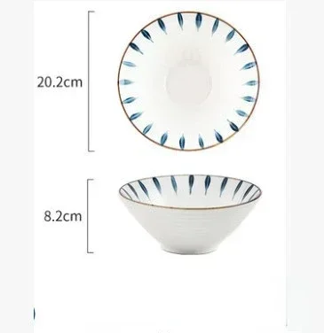 Vajilla de cerámica de estilo japonés, tazón de sopa grande, tazón de Ramen grande para el hogar, sombrero de cubo, tazón de trompeta: Gris