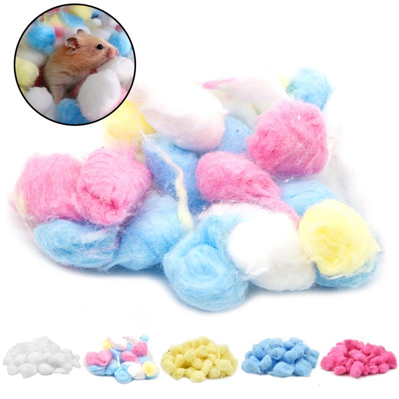 100Pcs Colorful Soft Cotton Balls Small Animals Toys For Hamster Rat Nesting Material Winter Keep Warm House Filler Supplies