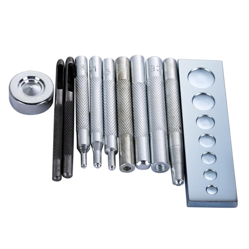 11 pièces/ensemble bricolage en cuir outil Die poinçon trou Snap Rivet bouton Setter Base Kit en cuir artisanat outil trou poinçons pour bricolage maroquinerie: Default Title